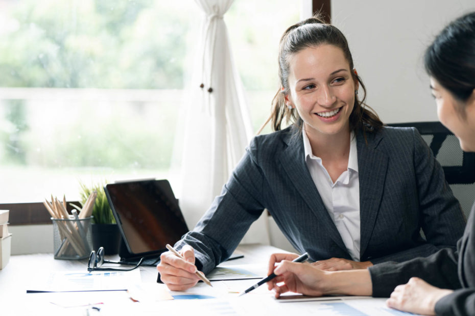 Businesswoman presentation in a corporate office