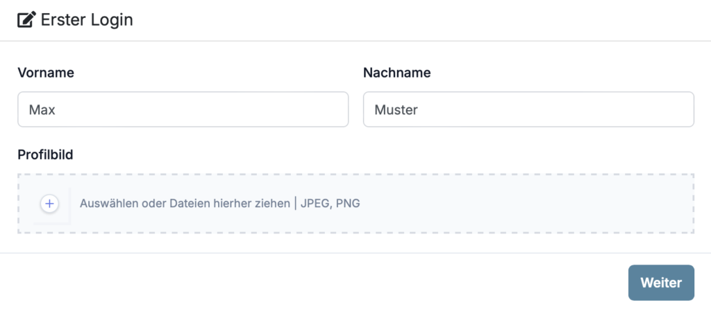 Datenabgleich Erster Login