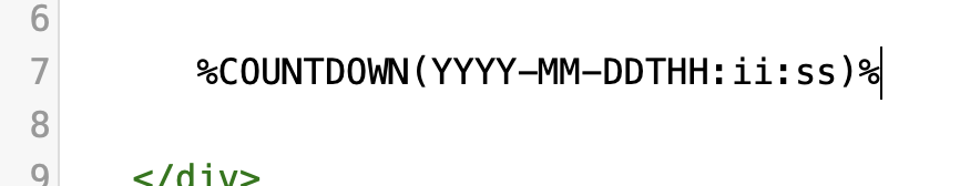 Platzhalter %COUNTDOWN(YYYY-MM-DDTHH:ii:ss)%